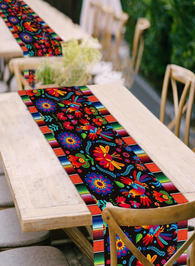 Lonfliness Linen Mexican Fiesta Table Runner 12 Pack Decoration 72×13in Long De Mayo Farmhouse Runner Dia De Los Muertos Runners Kitchen Dining Home Table Decoration Day of The Dead Decor and Supplies - Image 5