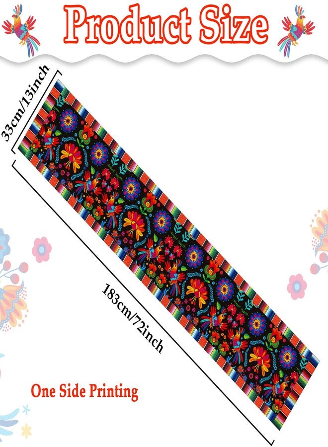 Lonfliness Linen Mexican Fiesta Table Runner 12 Pack Decoration 72×13in Long De Mayo Farmhouse Runner Dia De Los Muertos Runners Kitchen Dining Home Table Decoration Day of The Dead Decor and Supplies - Image 2