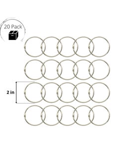 KASTWAVE Loose-Leaf Binder Ring, 2-Inch Index Card Metal Ring Book Ring Flash Card Ring Clip Ring Key Ring Openable Large Round Ring Metal Ring Hanging Ring (20 Pcs)  - Image 2