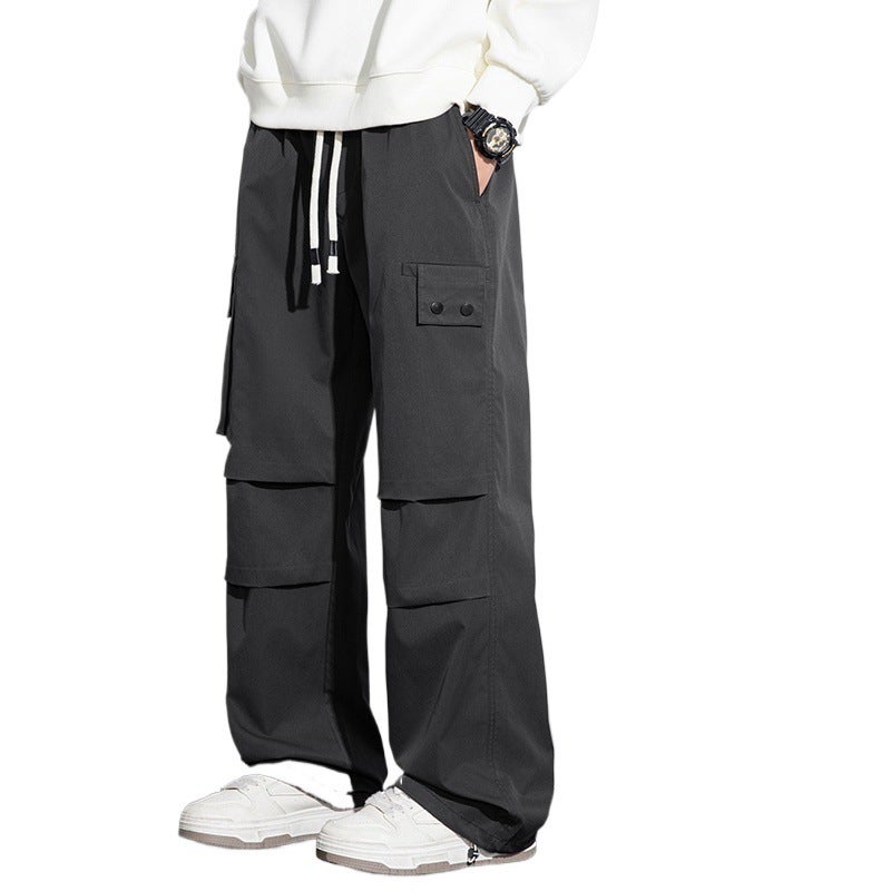 2025 New Arrival Pants Mens Spring American Style Tooling Straight Casual Pants Boys Paratrooper Loose Pants Dark gray - Image 5