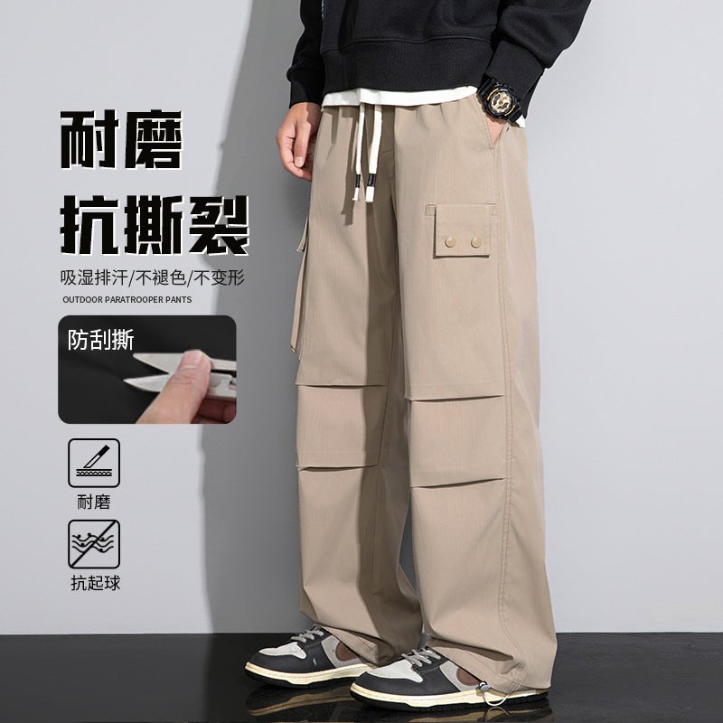 2025 New Arrival Pants Mens Spring American Style Tooling Straight Casual Pants Boys Paratrooper Loose Pants Dark gray - Image 3