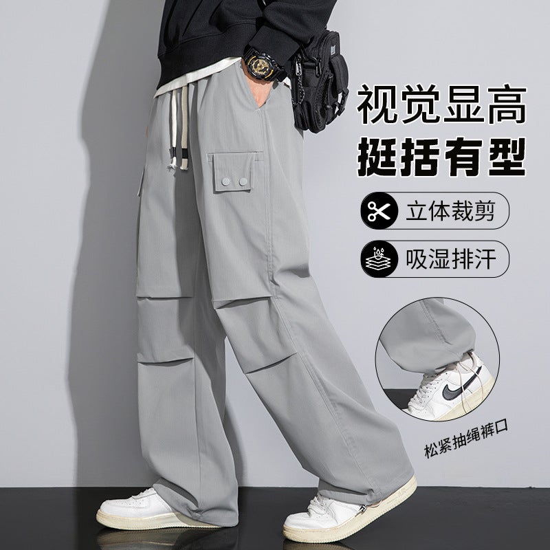2025 New Arrival Pants Mens Spring American Style Tooling Straight Casual Pants Boys Paratrooper Loose Pants Dark gray - Image 2