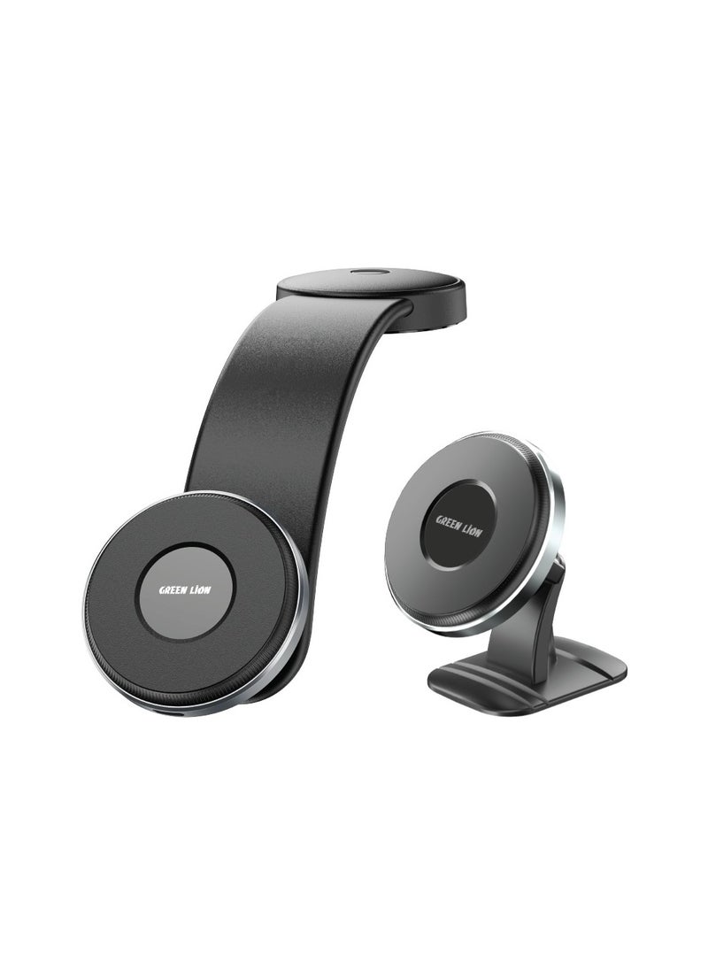 GREEN LION - 2 in1 MagFlex Wireless Car Charger / 360° Rotation / 15W Wireless Fast Charging / Easy Installation / MagSafe Compatible / Strong 3m Glue / Type-C Connector Port / x16 N52 Magnets - Black - Image 1