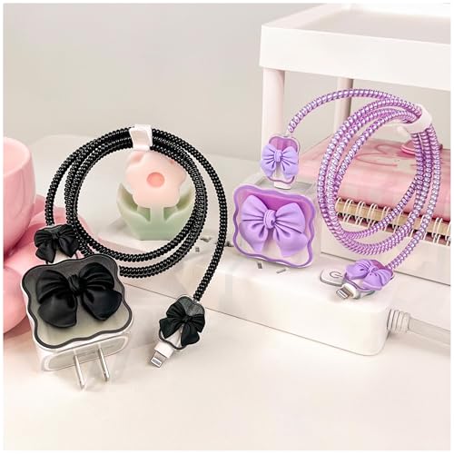 Like Star® Charger Protection Cover 4 in 1, Compatible for iPhone Charger only 18W & 20W, Spiral Cable Protector for Charging Cable, Charger Protector with 3D Design - Image 4