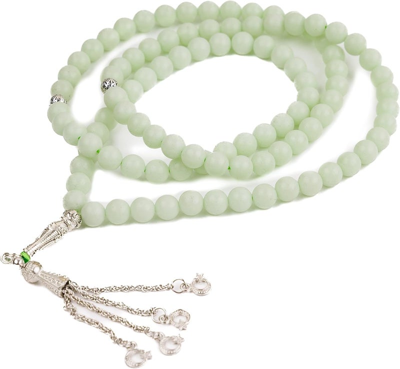 AC&L Luminous Natural Stone Tasbeeh Prayer Beads - 8mm Stones - Image 1