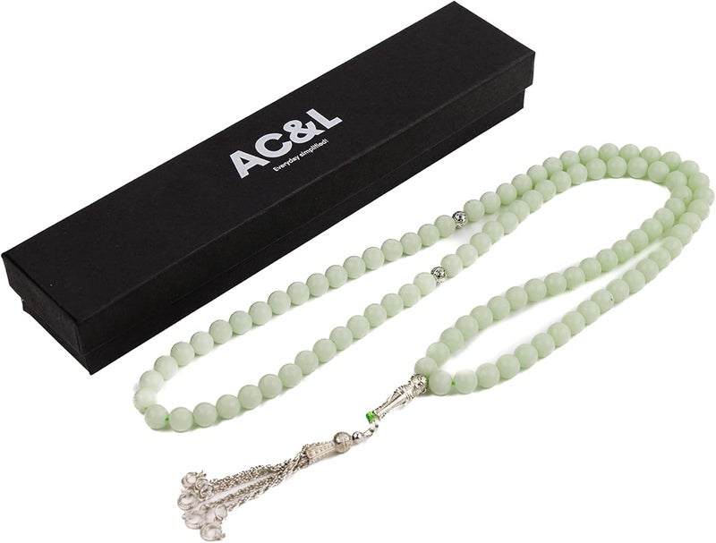 AC&L Luminous Natural Stone Tasbeeh Prayer Beads - 8mm Stones - Image 2