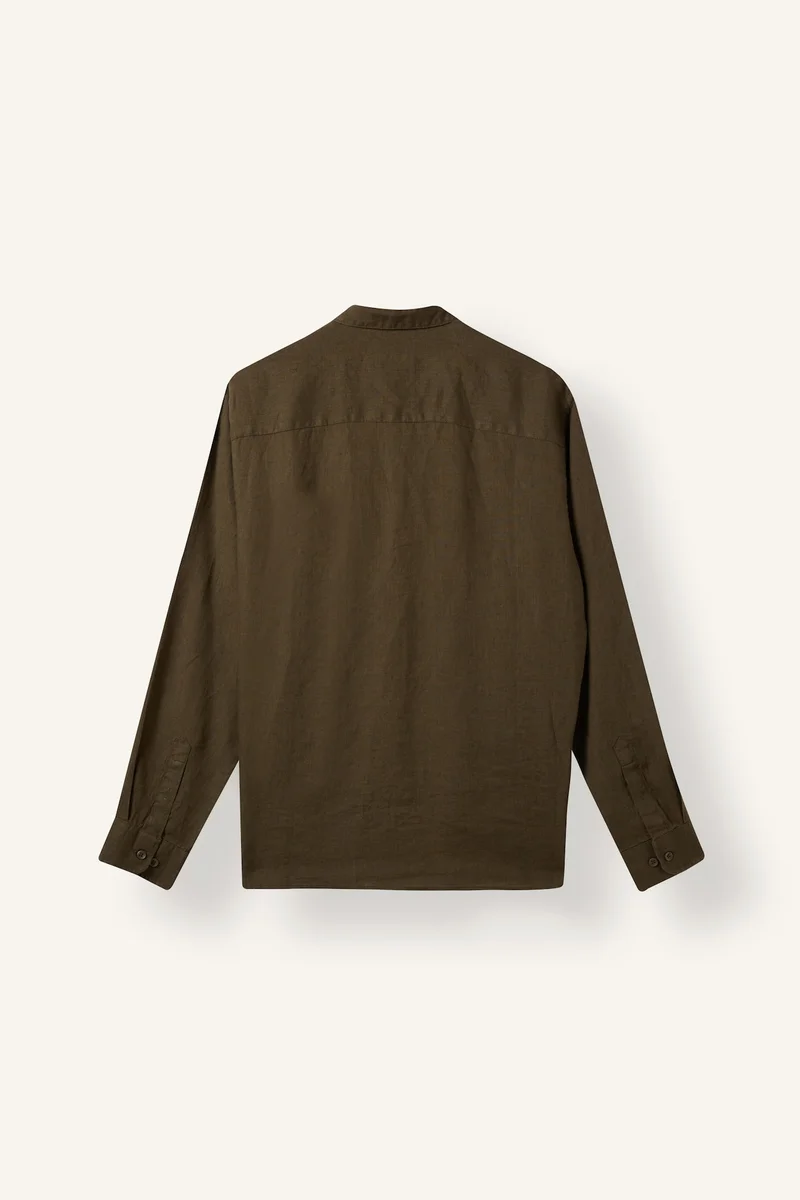 Defacto  Regular Fit Polo Collar Linen Long Sleeve Shirt for Men | Best Price UAE