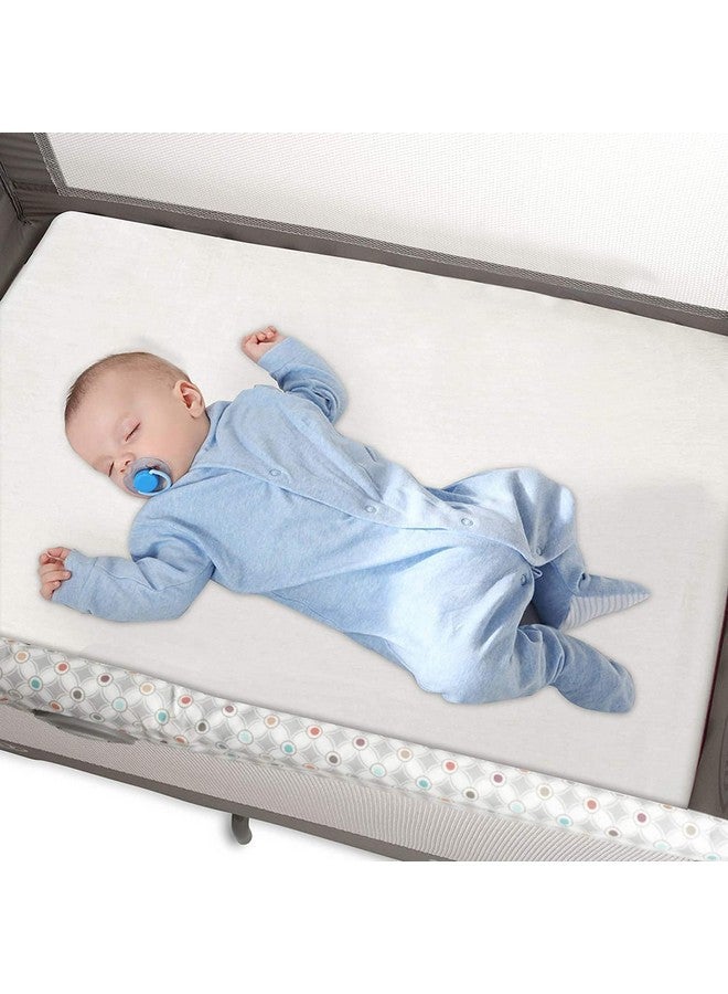 Coldwind Pack and Play Sheets 27"x 39" Compatible with Graco, Dream on Me Pack N Play, Cotton Mini Crib Sheets 2 Pack, Stretchy Playard Crib Fitted Sheet for Baby Girl Boy, White - Image 1