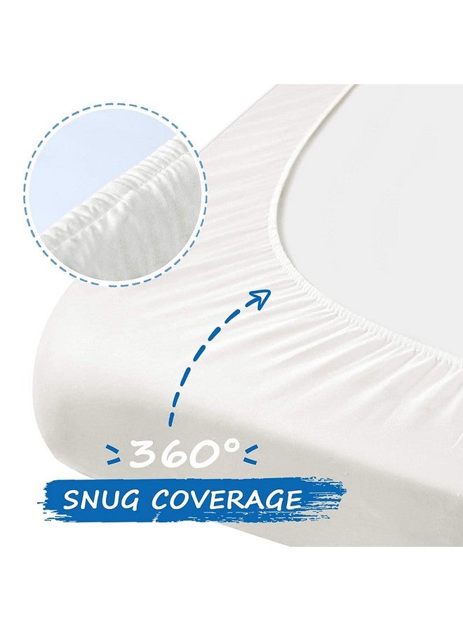 Coldwind Pack and Play Sheets 27"x 39" Compatible with Graco, Dream on Me Pack N Play, Cotton Mini Crib Sheets 2 Pack, Stretchy Playard Crib Fitted Sheet for Baby Girl Boy, White - Image 3