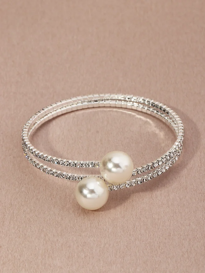 تايك تو Take Two Embellished Faux Pearl Bangle