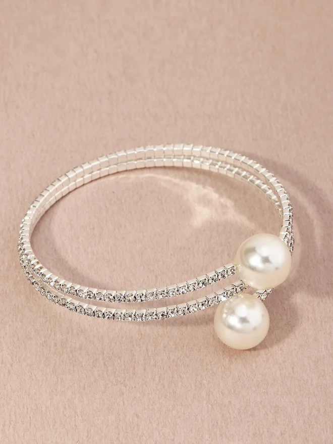 تايك تو Take Two Embellished Faux Pearl Bangle