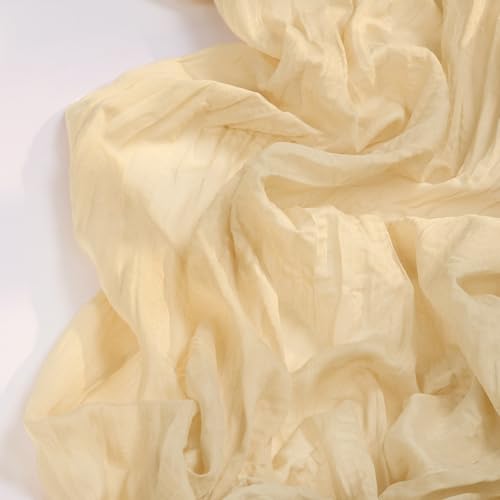 DeZerlor Champagne Gold Cheesecloth Table Runner Fall Table Runner Boho Gauze 120 Inches Champagne Cheese Cloth Fall Table Decorations for Thanksgiving Wedding Bridal Baby Shower Parties - Image 4