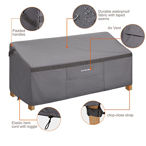 PATIOASIS Outdoor Lounge Loveseat Couch Cover 38'' Deep Waterproof 62inches Long Patio Loveseat Covers Gray for Outdoor Furniture Rainproof Snowproof UV-Resistant - Image 4
