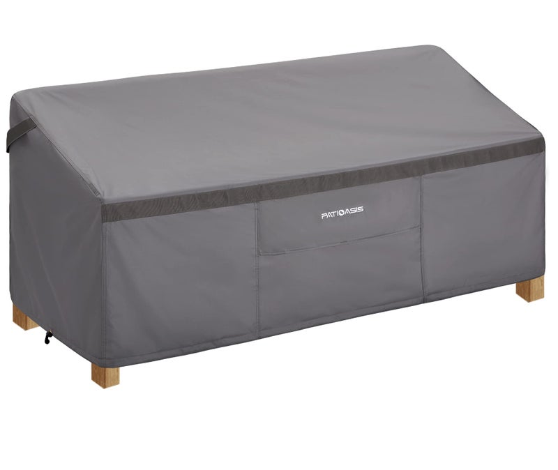 PATIOASIS Outdoor Lounge Loveseat Couch Cover 38'' Deep Waterproof 62inches Long Patio Loveseat Covers Gray for Outdoor Furniture Rainproof Snowproof UV-Resistant - Image 1