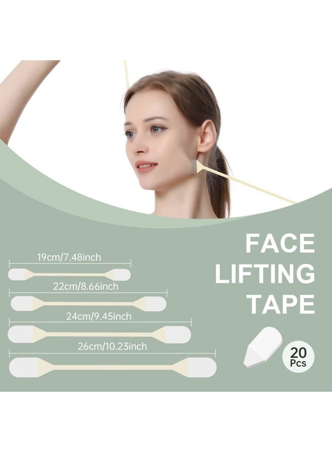Face Lifting Tape, Ultra-thin Invisible Face Lift Sticker Face Tape for Instant Face, Hiding Facial Neck Wrinkles V-face Tightening Lifting Saggy Skin 4 Bands 20 Tapes - Image 3