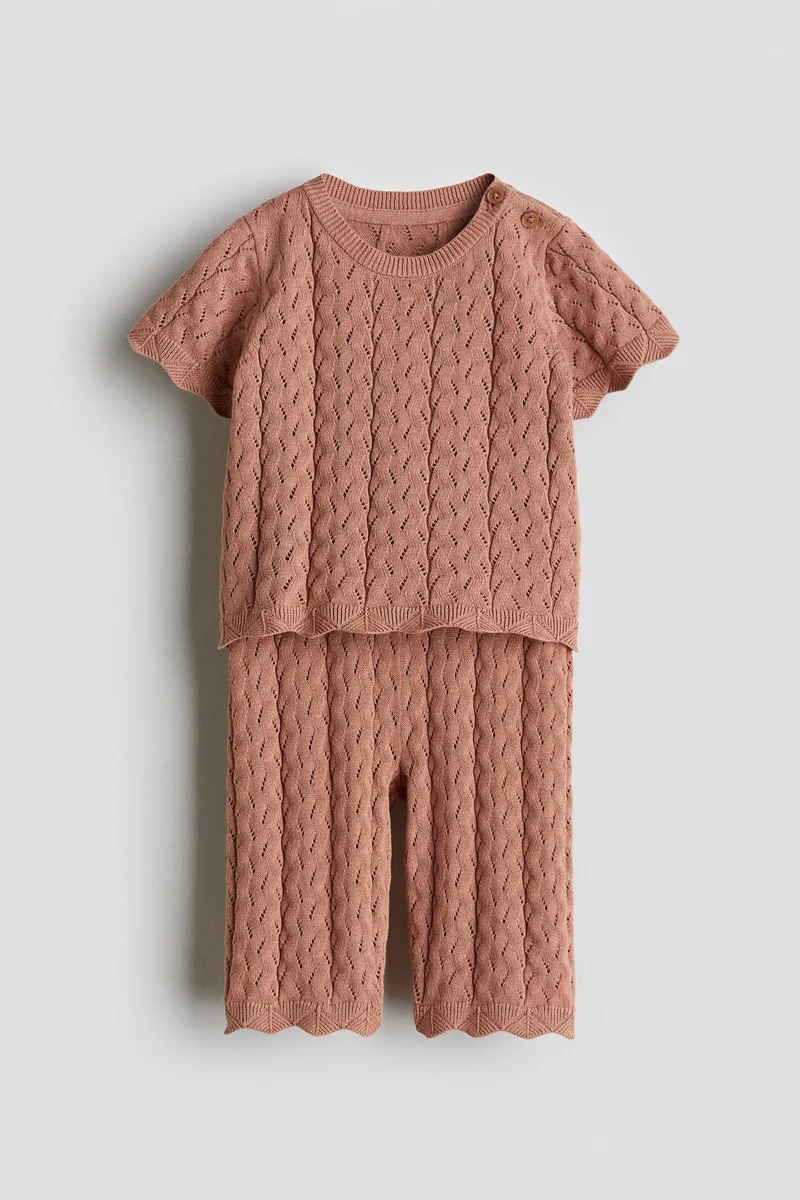 H&M 2-piece pointelle-knit cotton set