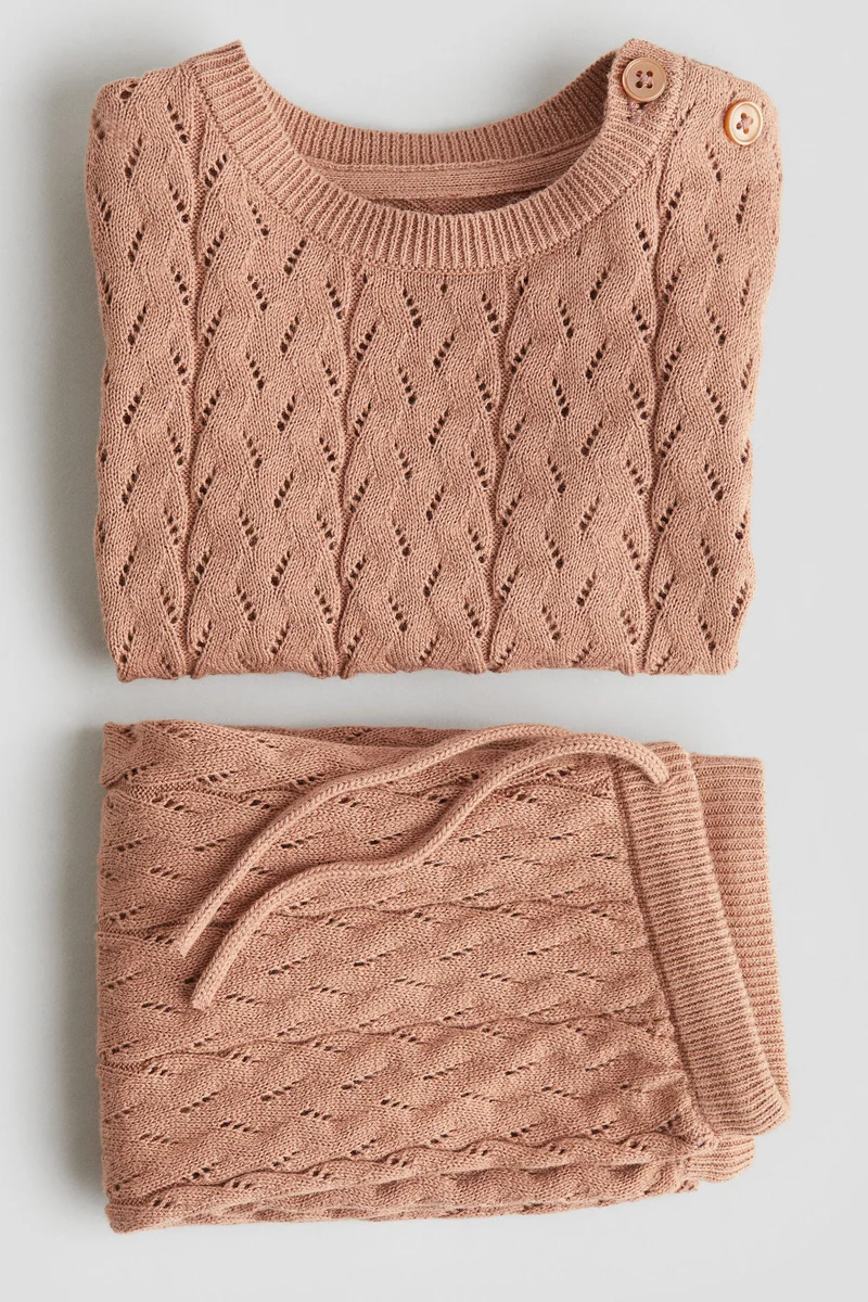 H&M 2-piece pointelle-knit cotton set