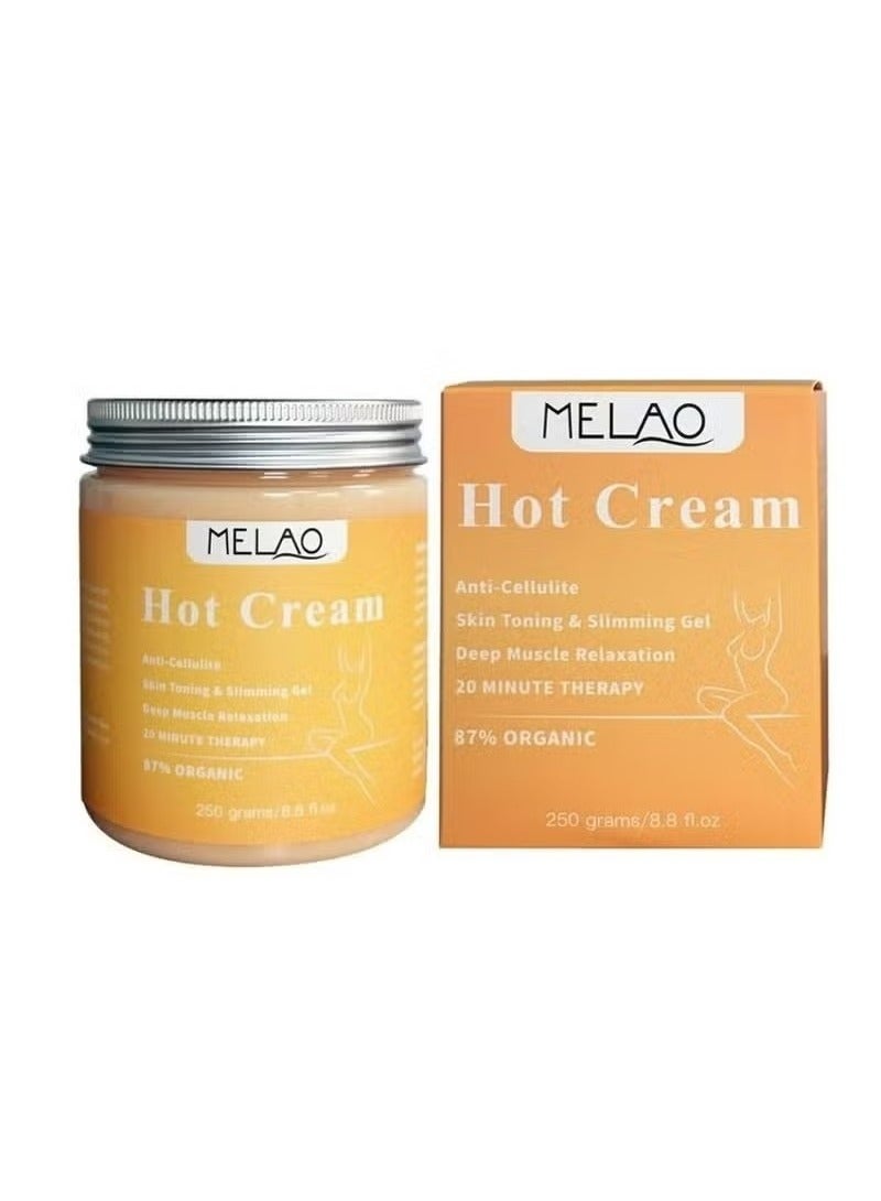 MELAO Hot Cream 250g Fat Burning Hot Cream for Belly Anti Cellulite Cream Slim Shaping Workout Enhancer Gel for Women and Men Cellulite Treatment for Thighs Legs Abdomen and Arms - Image 1