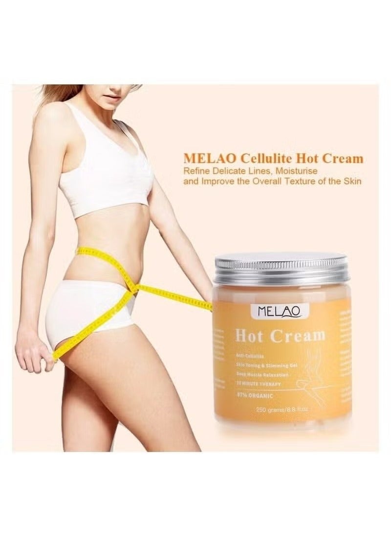MELAO Hot Cream 250g Fat Burning Hot Cream for Belly Anti Cellulite Cream Slim Shaping Workout Enhancer Gel for Women and Men Cellulite Treatment for Thighs Legs Abdomen and Arms - Image 3