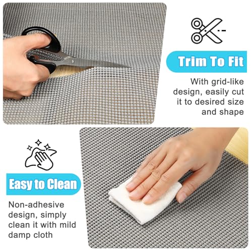 Songrey Non-Adhesive Drawer and Shelf Liner, Non Slip Cabinet Liners, Protect Kitchen Cupboard, Bathroom Drawers, Breathable, Thick Strong Grip mat (12IN x 10FT, Dark Gray) - Image 5