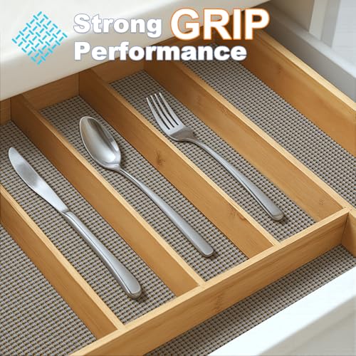 Songrey Non-Adhesive Drawer and Shelf Liner, Non Slip Cabinet Liners, Protect Kitchen Cupboard, Bathroom Drawers, Breathable, Thick Strong Grip mat (12IN x 10FT, Dark Gray) - Image 3
