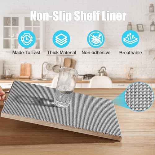 Songrey Non-Adhesive Drawer and Shelf Liner, Non Slip Cabinet Liners, Protect Kitchen Cupboard, Bathroom Drawers, Breathable, Thick Strong Grip mat (12IN x 10FT, Dark Gray) - Image 2