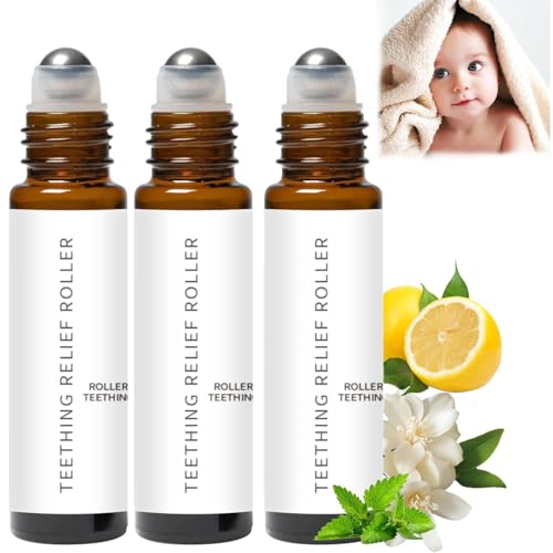VOKSODHCK 3PCS Teething Roller All Natural for Babies, Velaria Teething Roller, A Thousand Roses Teething Roller Oil, Teething Roller All Natural - Image 1