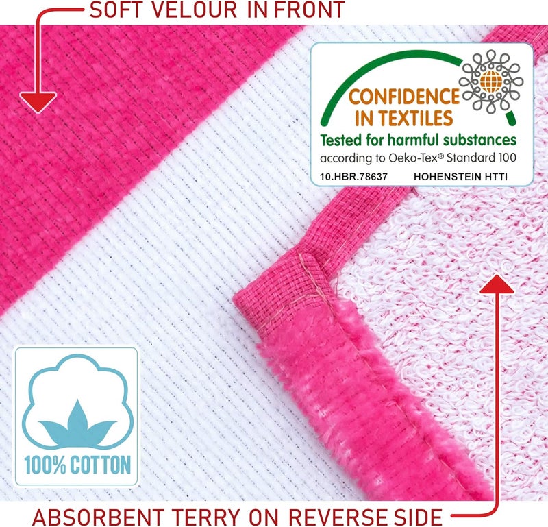 Softerry Flamingo Stripes Beach Towel 28 x 55 inches 100 Cotton 28 x 55 Flamingo Stripes - Image 4