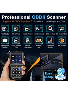 LAESO Professional OBD2 Scanner Battery Tester for Car: Color Screen Code Reader Easy Setup Clear Engine Fault Light-OBDII/EOBD Diagnostic Scan Tool Read Voltage/Life for All OBD II Protocol Cars Since 1996  - Image 2