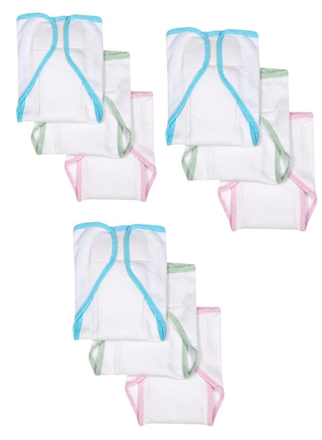 Modern Heados Double Cloth Padded Cotton Muslin Nappies, Reusable, washable Cotton Muslin Nappies, Cloth Diapers (Multicolor, Pack of 9) - Image 1