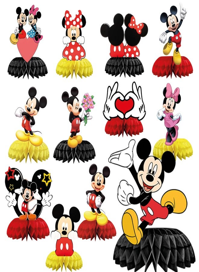 BOGAZNET 12PCS Mickey Mouse Centerpieces - Set of 12 Birthday and Baby Shower Table Decorations Honeycomb Party Decor Cute Centerpiece Set for Kids Celebrations and Themed Events - Image 1