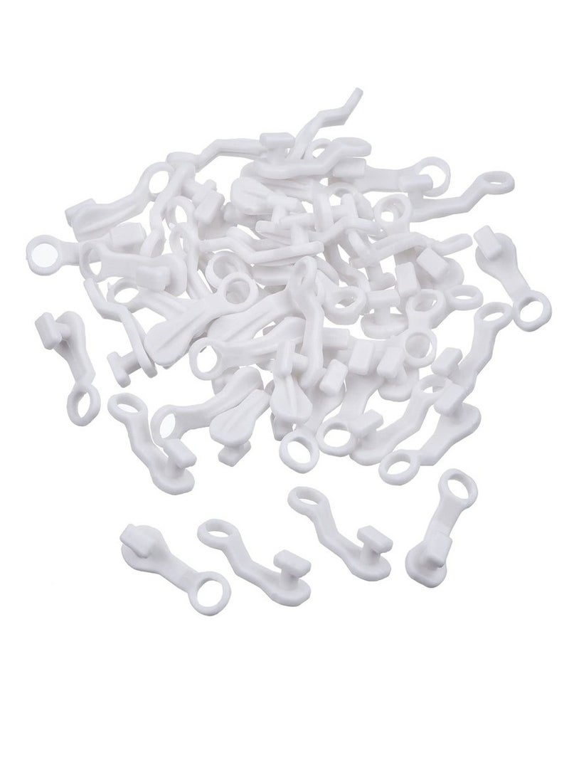 SYOSI 100 Pcs Curtain Hooks Plastic White Gliders Shower Curtain Hooks Rings Shower Curtain Rings and Hooks for Smooth and Easy Curtain Shower Curtain Opening and Closing 2.7x0.8cm White  - Image 2