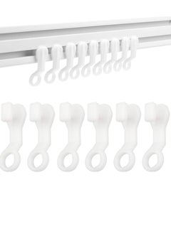 100 Pcs Curtain Hooks Plastic White Gliders Shower Curtain Hooks Rings Shower Curtain Rings and Hooks for Smooth and Easy Curtain Shower Curtain Opening and Closing 2.7x0.8cm White