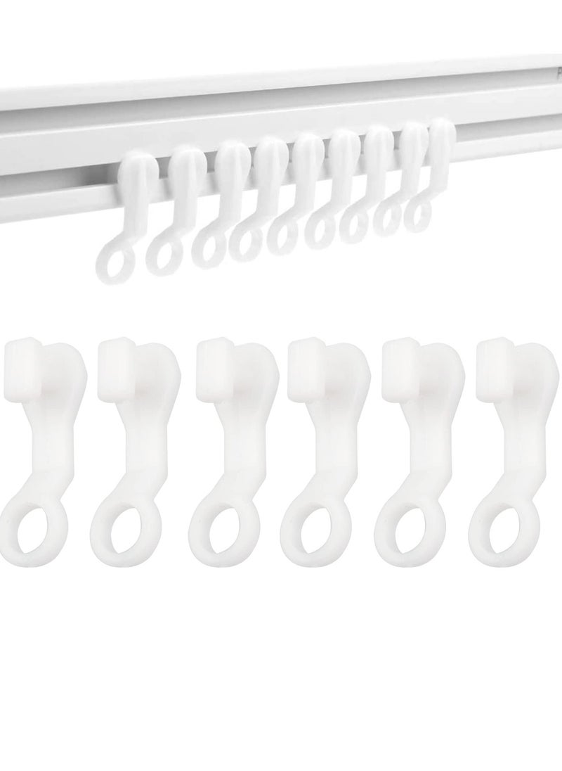 SYOSI 100 Pcs Curtain Hooks Plastic White Gliders Shower Curtain Hooks Rings Shower Curtain Rings and Hooks for Smooth and Easy Curtain Shower Curtain Opening and Closing 2.7x0.8cm White  - Image 1