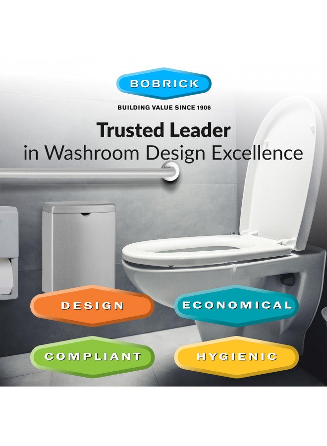 Bobrick Sanitary Napkin Disposal Wall Mounted Stainless Steel Flip Top Receptacle for Public Restrooms, 1-Piece Design with 1 Gallon Waste Capacity (Model B-270) - Image 4