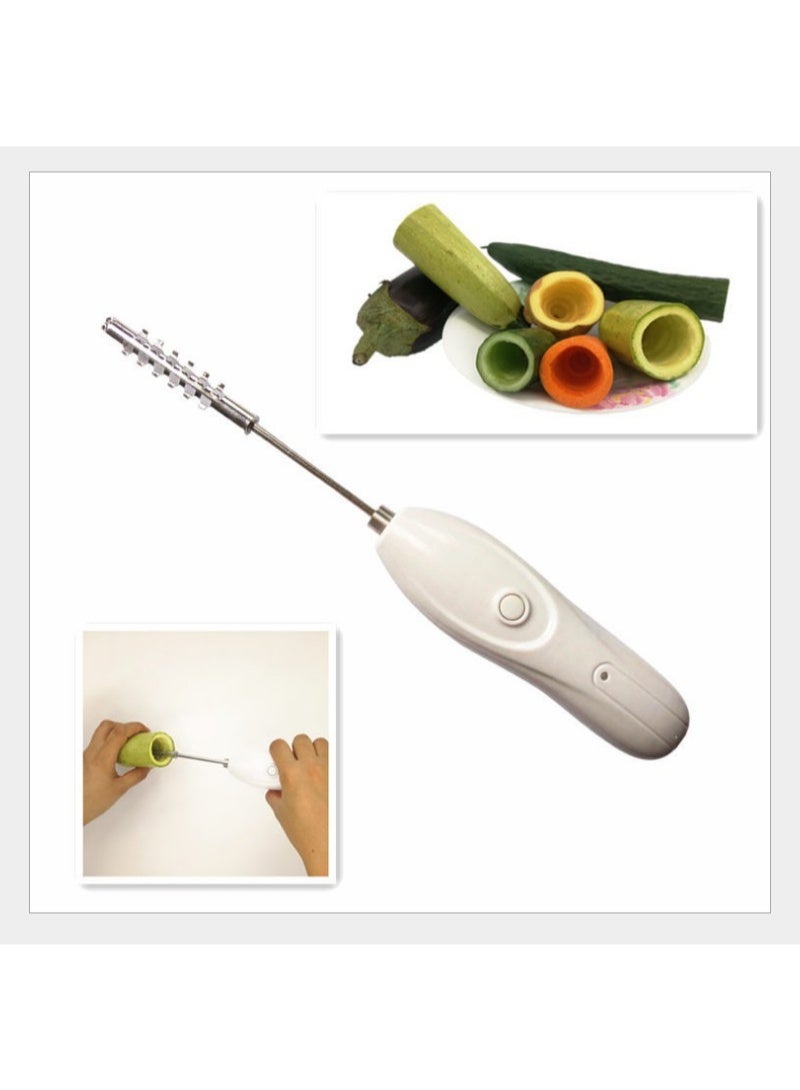 Chargeable Electric Vegetable Corer White 5x8x20cm - Image 3