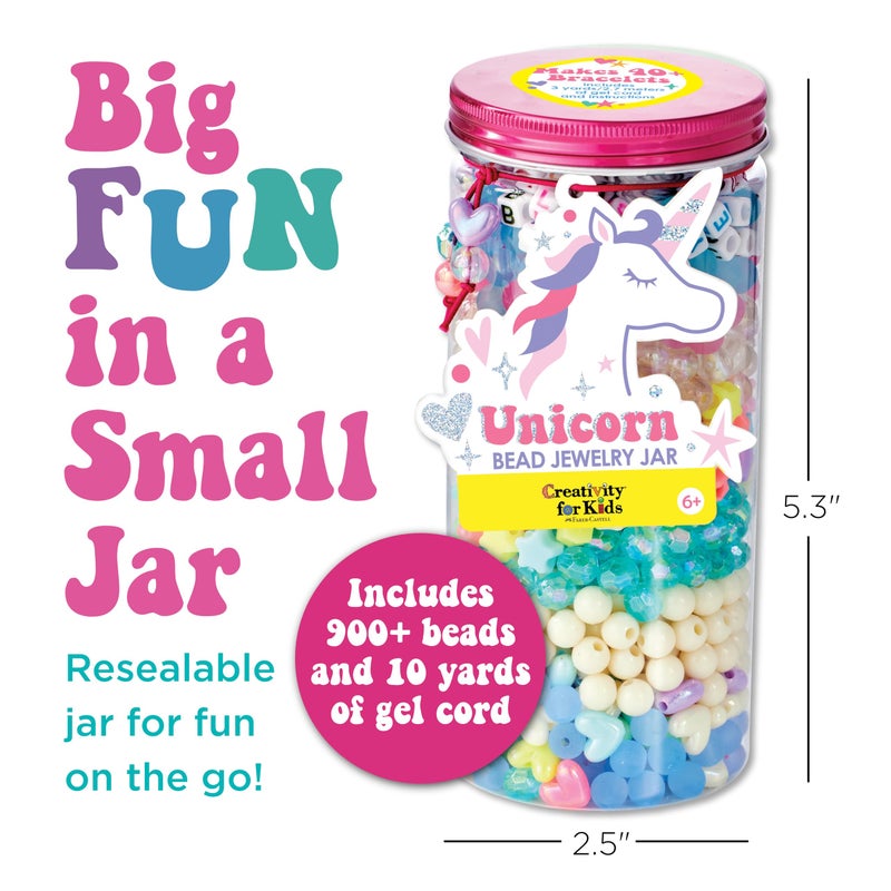 Creativity for Kids Unicorn Bead Jewelry Jar - Create 40+ DIY Friendship and Unicorn Bracelets for Girls| Easter Basket Stuffers | Arts and Crafts for Kids | Unicorn Gifts for Girls (Ages 6+) - Image 2
