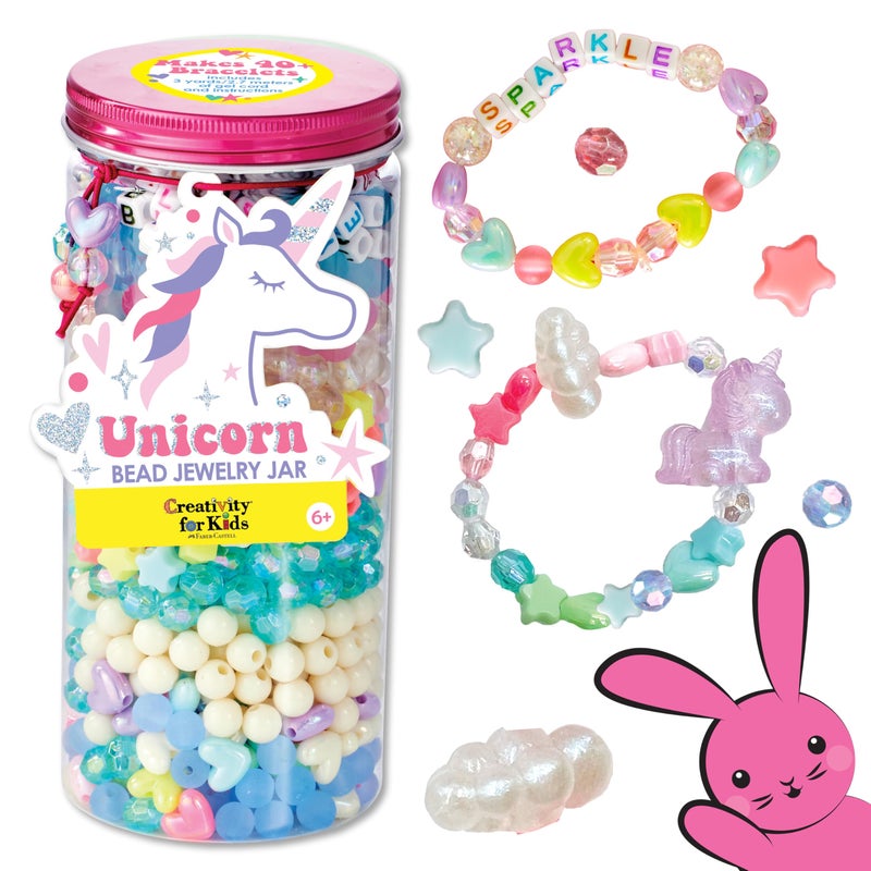 Creativity for Kids Unicorn Bead Jewelry Jar - Create 40+ DIY Friendship and Unicorn Bracelets for Girls| Easter Basket Stuffers | Arts and Crafts for Kids | Unicorn Gifts for Girls (Ages 6+) - Image 1