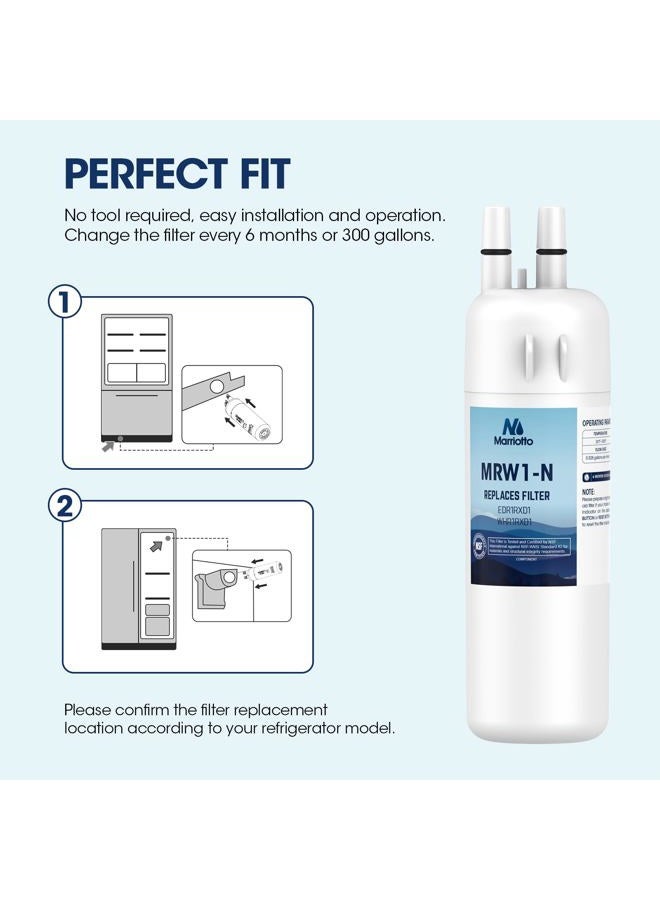 MARRIOTTO EDR1RXD1 Refrigerator Water Filter Compatible with Whirlpool W10295370A, WHR1RXD1, KAD1RXD1, Filter 1, W10295370, P4RFWB, P8RFWB2L, 46-9930, 46-9081 Refrigerator Water Filter, Pack of 3 - Image 4