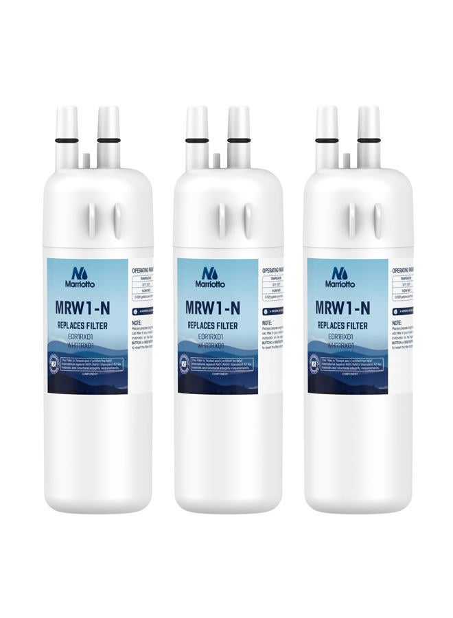 MARRIOTTO EDR1RXD1 Refrigerator Water Filter Compatible with Whirlpool W10295370A, WHR1RXD1, KAD1RXD1, Filter 1, W10295370, P4RFWB, P8RFWB2L, 46-9930, 46-9081 Refrigerator Water Filter, Pack of 3 - Image 1