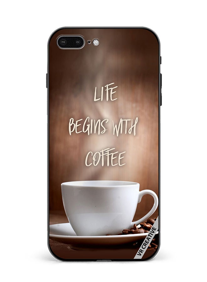 VR CREATIVE Protective Case Cover For Apple iPhone 7 Plus/8 Plus Life Begins with Coffee Design Multicolour - Image 1