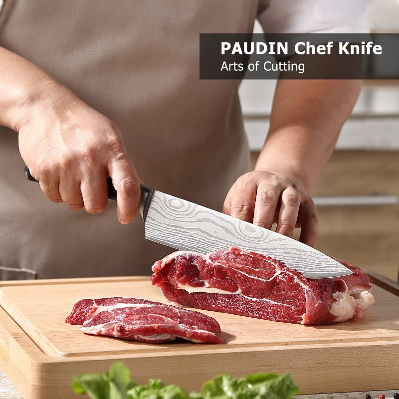 PAUDIN Chef Knife, 8 Inch High Carbon Stainless Steel Sharp Kitchen Knife with Ergonomic Handle, Gift Box for Family & Restaurant - Image 3