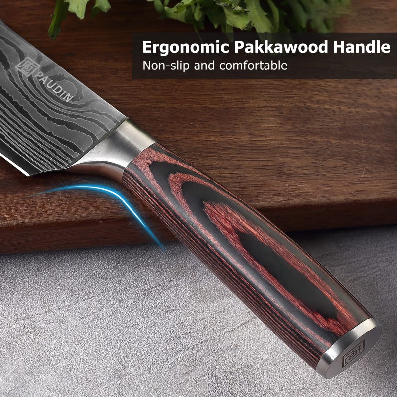 PAUDIN Chef Knife, 8 Inch High Carbon Stainless Steel Sharp Kitchen Knife with Ergonomic Handle, Gift Box for Family & Restaurant - Image 4
