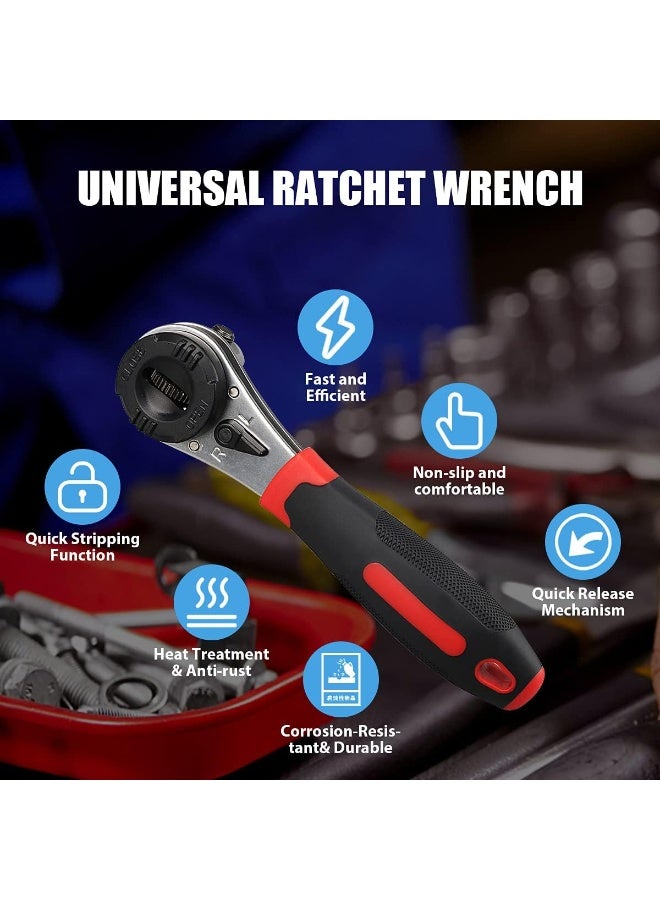 Adjustable Ratchet Wrench Kit for 6-22mm Screw - Portable Adjustable Ratcheting Wrench Set with Non-slip Handle  - Image 3