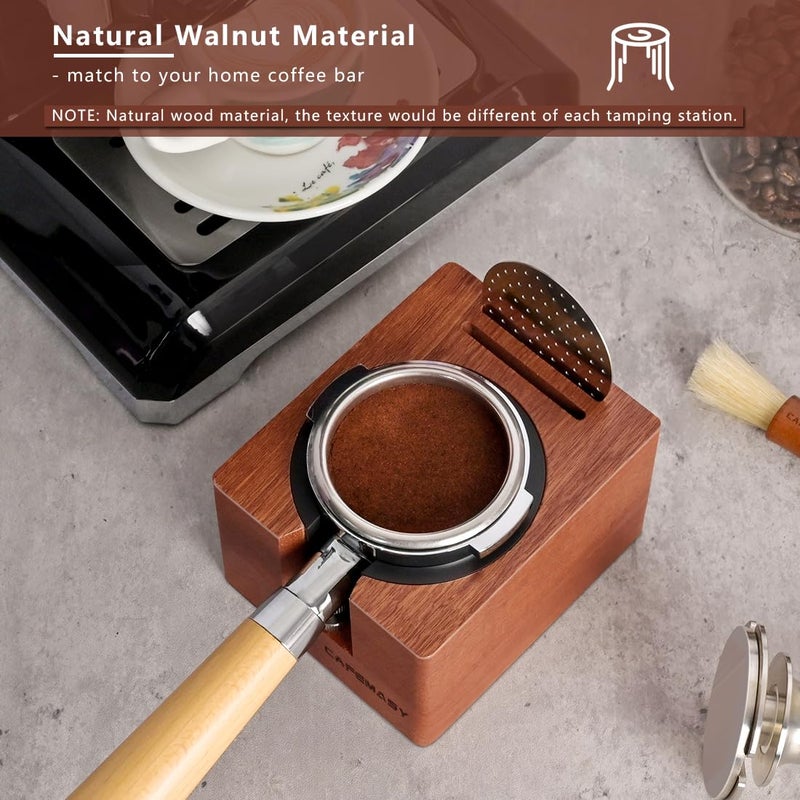 CAFEMASY Espresso Tamping Station Wood 58mm - Natural Walnut Portafilter Holder Coffee Tamper Station Espresso Tools Puck Screen Organzier Espresso Machine Accessories - Image 5
