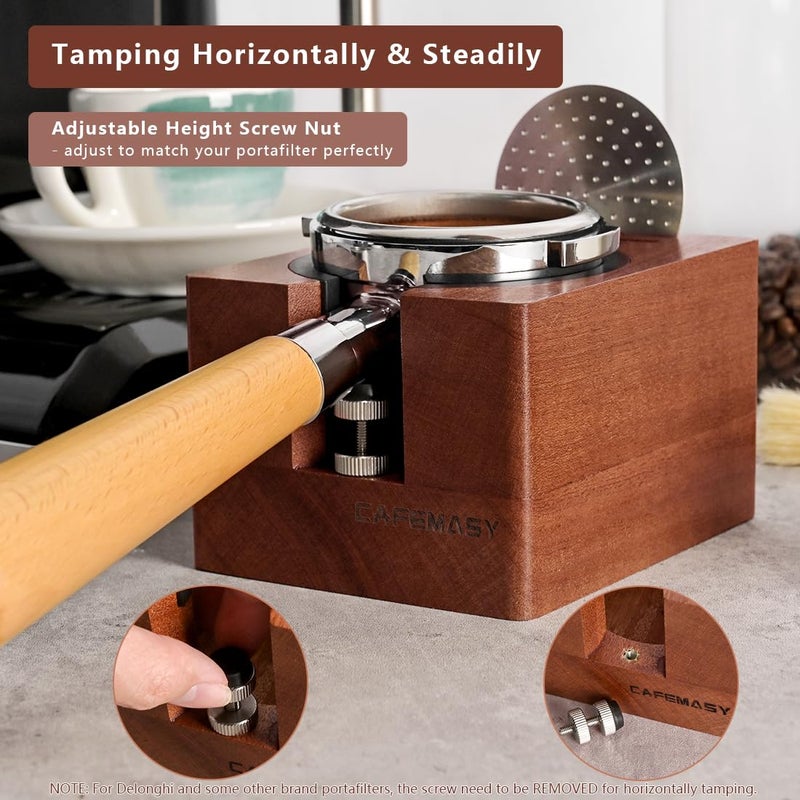 CAFEMASY Espresso Tamping Station Wood 58mm - Natural Walnut Portafilter Holder Coffee Tamper Station Espresso Tools Puck Screen Organzier Espresso Machine Accessories - Image 2