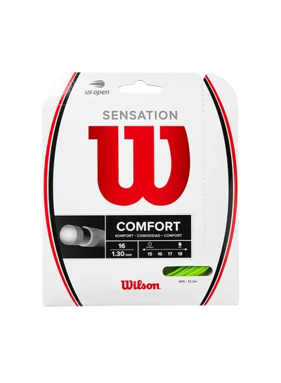 Wilson Sensation Tennis String Gauge 16 (1.34mm) - Set 40 ft / 12.2 m, Neon Green