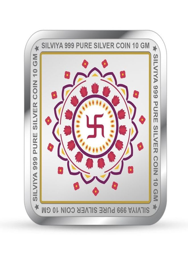 Silviya BIS Hallmarked Akshaya Tritiya 999 Pure Silver Coin (10 Gm) Square Shape - Divine Prosperity Coin - Symbol of Wealth and Good Fortune - Certificate of Authenticity - Image 3