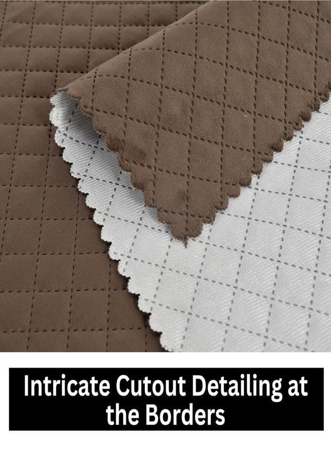 BEDSHED Velvet Quilted Set of Bed Runner (16 x 96 inches) and 2 Cushion Covers (16 x 16 inches) Combo Set- Brown - Image 3