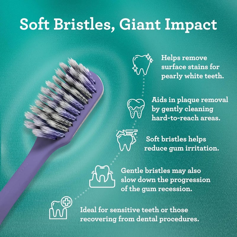 GuruNanda Gentle Giant Toothbrush with Dual Action Flossing Spiral Bristles, Non-Slip Ergo Dexa Grip, Helps in Teeth Whitening, BPA Free, (1 Count) - Image 3